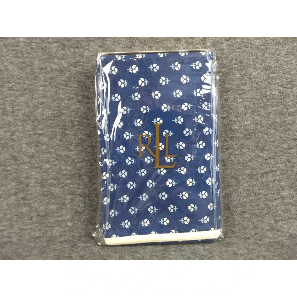 Ralph‎ Lauren Cote D'Azur Floral Standard Pillowcases Pair Blue Cotton Italy NEW
